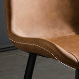 Modern Leather Parsons Dining Chair with Metal Legs Image - 7