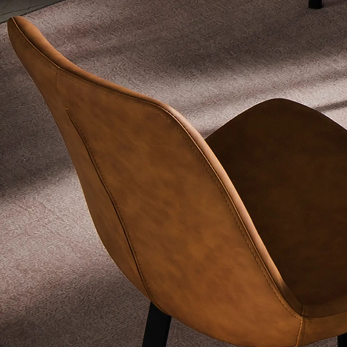 Modern Leather Parsons Dining Chair with Metal Legs Image - 8