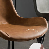 Modern Leather Parsons Dining Chair with Metal Legs Image - 9