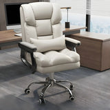 Modern Leather Reclining Steel Frame Grey Office Chair Image - 11
