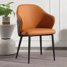 Modern Leather Solid Back Upholstered Dining Chair Image - 2
