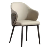 Modern Leather Solid Back Upholstered Dining Chair Image - 5