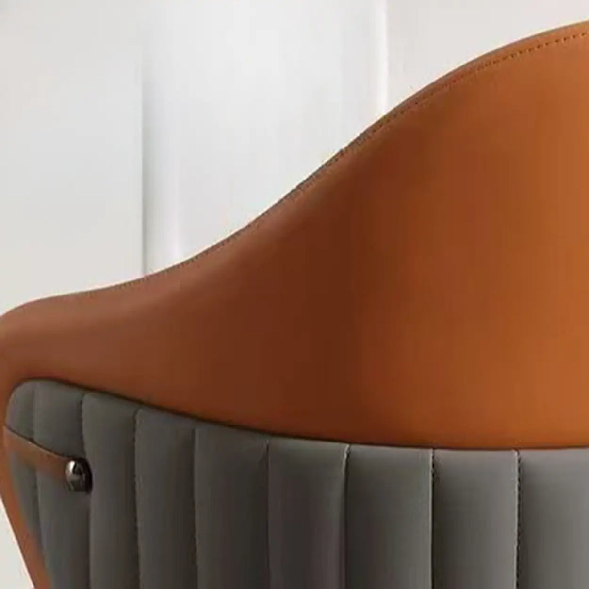 Modern Leather Solid Back Upholstered Dining Chair Image - 7