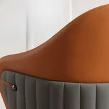 Modern Leather Solid Back Upholstered Dining Chair Image - 7
