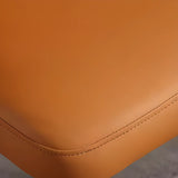 Modern Leather Solid Back Upholstered Dining Chair Image - 9