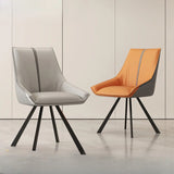 Modern Leather Upholstered Accent Dining Chair with Back Image - 1