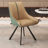 Modern Leather Upholstered Accent Dining Chair with Back Image - 11