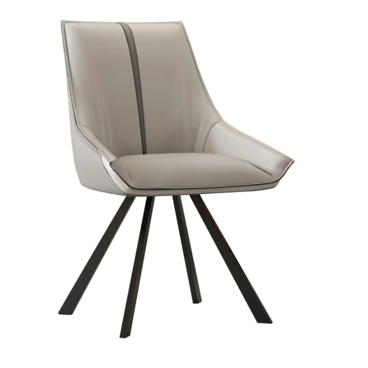 Modern Leather Upholstered Accent Dining Chair with Back Image - 12