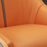 Modern Leather Upholstered Accent Dining Chair with Back Image - 14