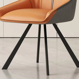 Modern Leather Upholstered Accent Dining Chair with Back Image - 16