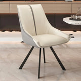 Modern Leather Upholstered Accent Dining Chair with Back Image - 2
