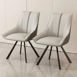 Modern Leather Upholstered Accent Dining Chair with Back Image - 4