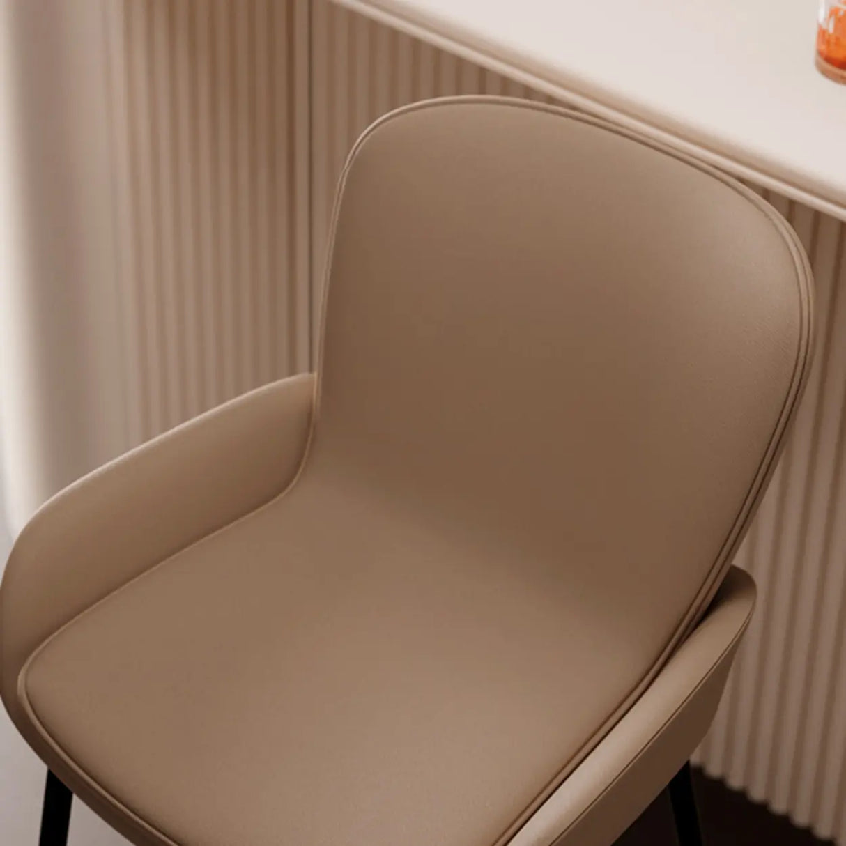 Modern Leather Upholstered Arm Footrest Bar Stool with Back Image - 10