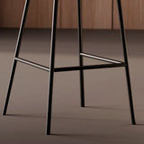 Modern Leather Upholstered Arm Footrest Bar Stool with Back Image - 12