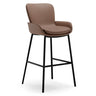 Modern Leather Upholstered Arm Footrest Bar Stool with Back Image - 3