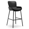 Modern Leather Upholstered Arm Footrest Bar Stool with Back Image - 7