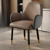 Modern Leather Upholstered Dining Chair with Armrests Image - 13