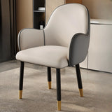 Modern Leather Upholstered Dining Chair with Armrests Image - 15