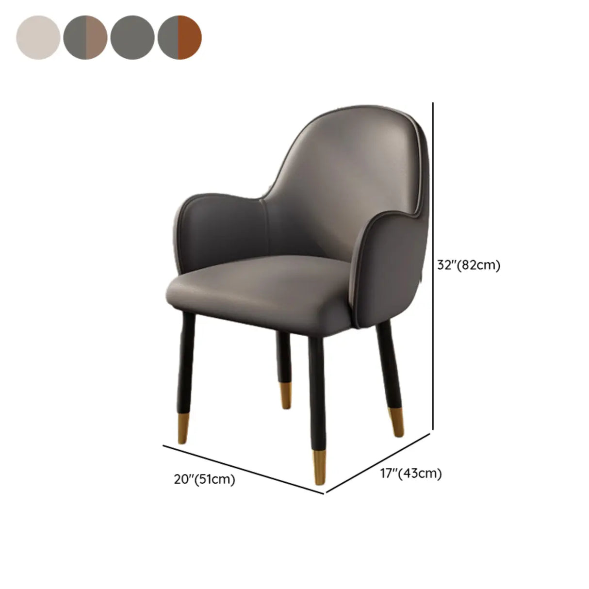 Modern Leather Upholstered Dining Chair with Armrests Image - 17
