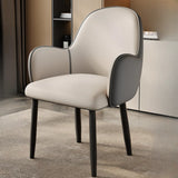Modern Leather Upholstered Dining Chair with Armrests Image - 2