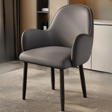Modern Leather Upholstered Dining Chair with Armrests Image - 3