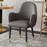 Modern Leather Upholstered Dining Chair with Armrests Image - 4