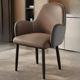 Modern Leather Upholstered Dining Chair with Armrests Image - 5