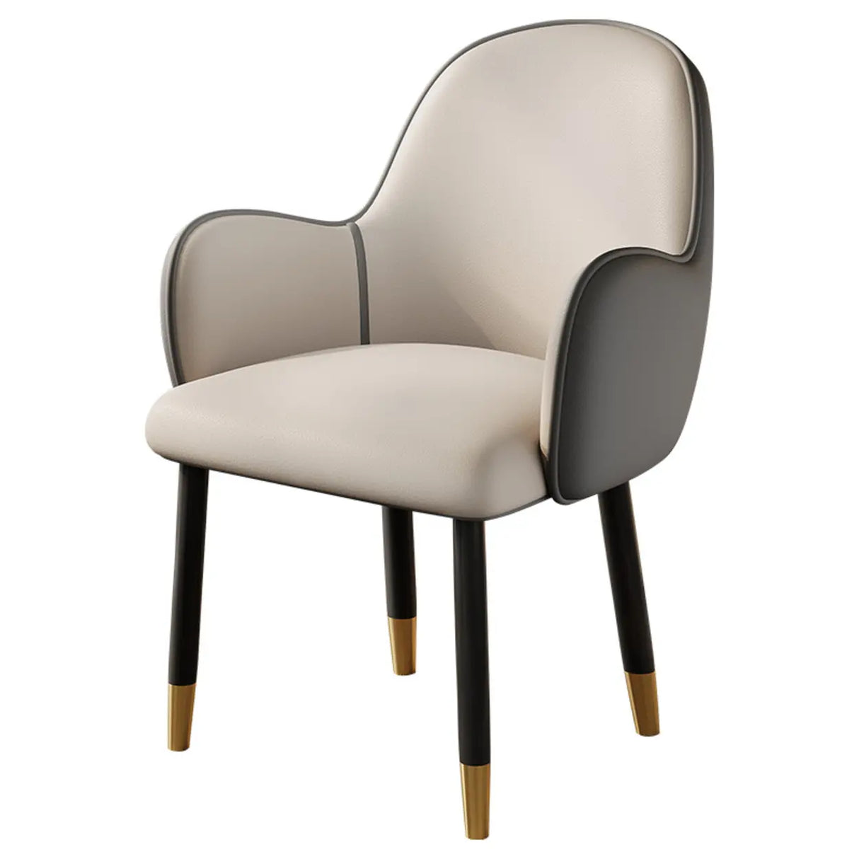 Modern Leather Upholstered Dining Chair with Armrests Image - 6