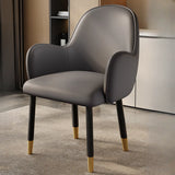 Modern Leather Upholstered Dining Chair with Armrests Image - 7