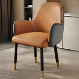 Modern Leather Upholstered Dining Chair with Armrests Image - 9