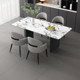 Modern Leather Upholstered Dining Chairs With Arms Image - 1