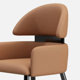 Modern Leather Upholstered Dining Chairs With Arms Image - 12