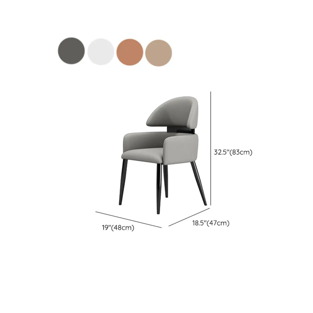 Modern Leather Upholstered Dining Chairs With Arms 