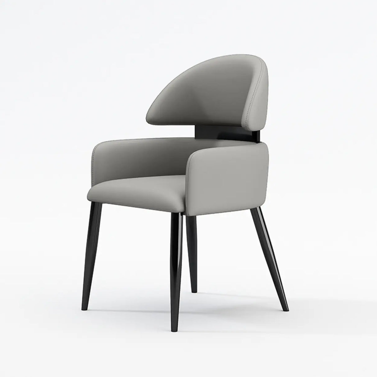 Modern Leather Upholstered Dining Chairs With Arms Image - 2