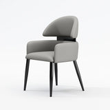 Modern Leather Upholstered Dining Chairs With Arms Image - 2