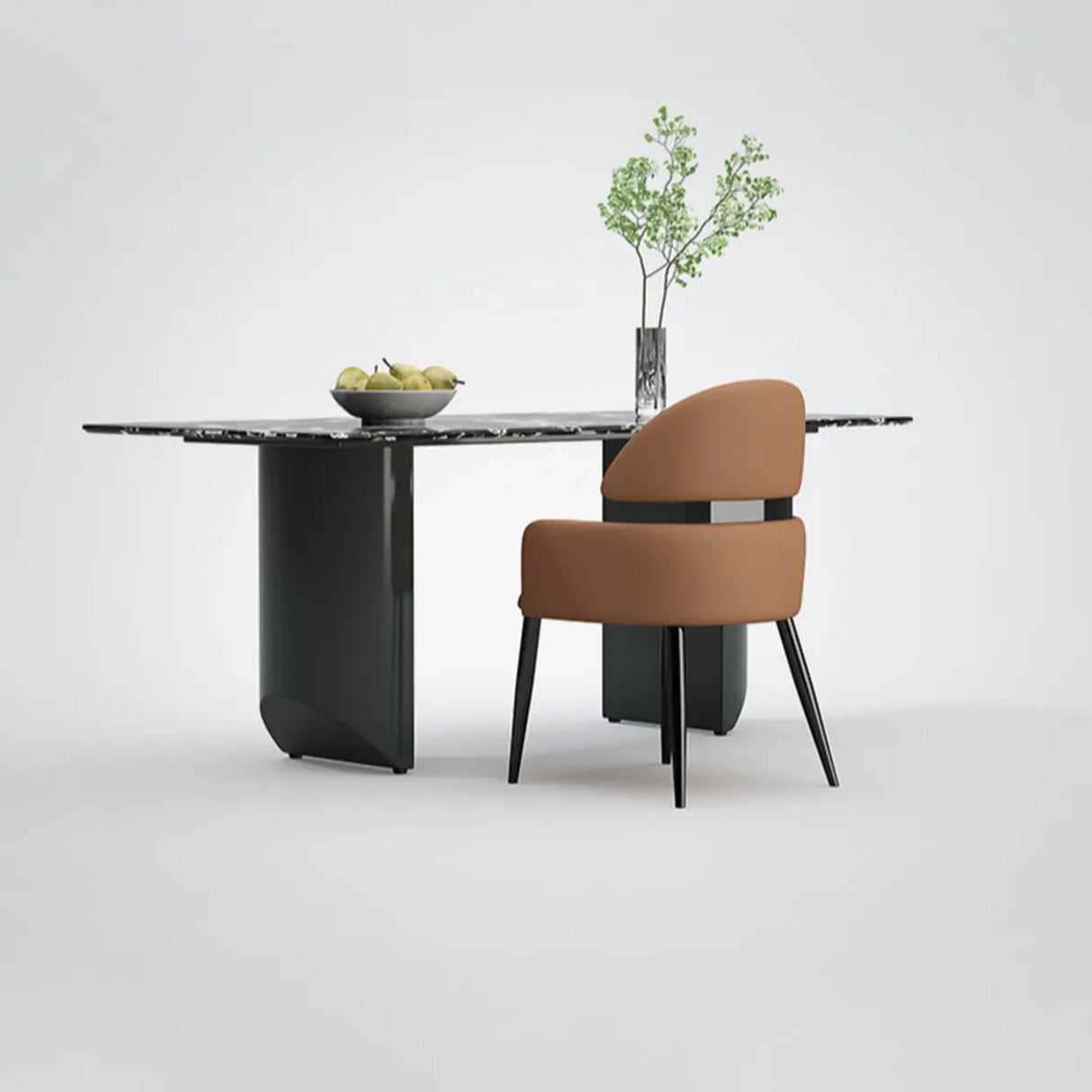 Modern Leather Upholstered Dining Chairs With Arms Image - 8