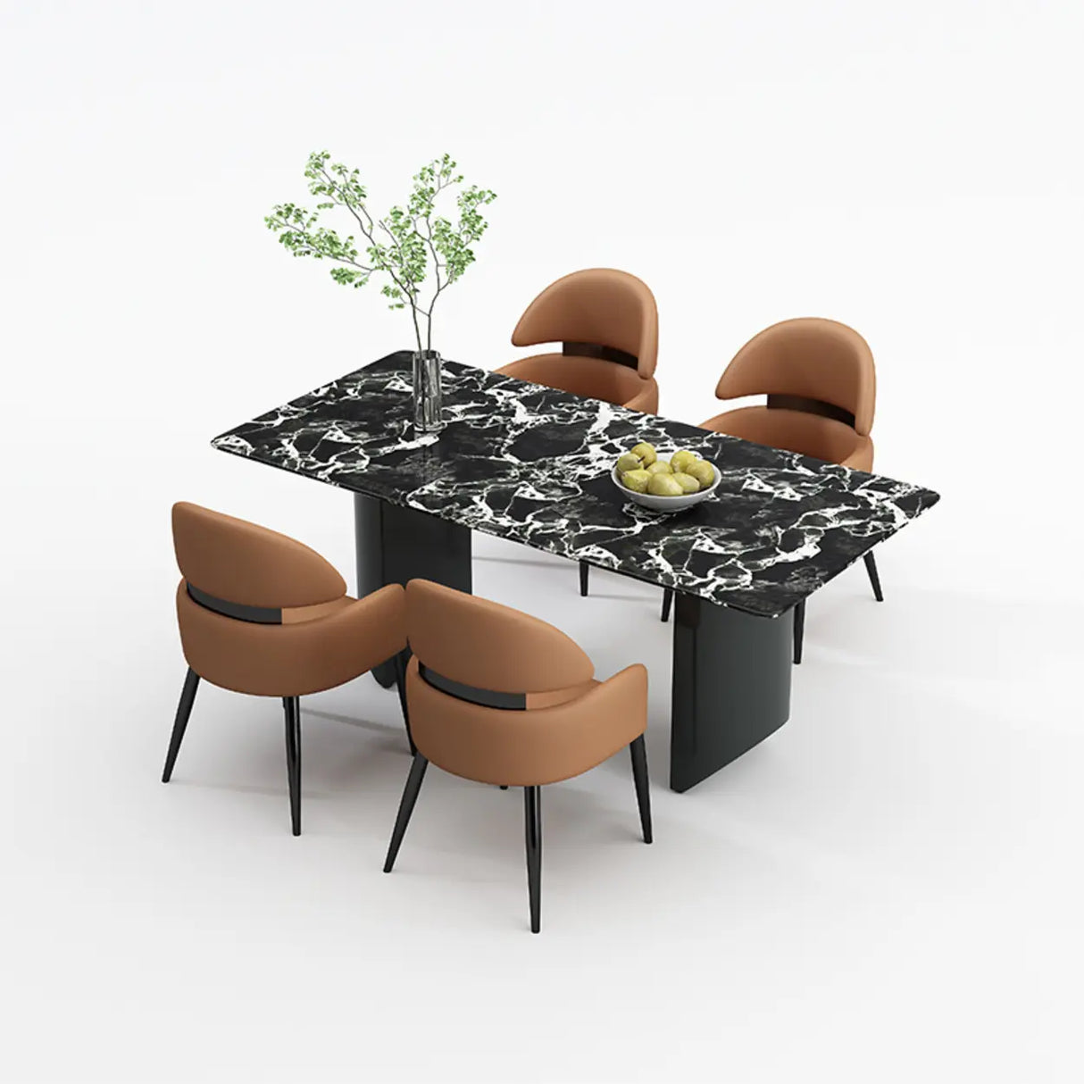 Modern Leather Upholstered Dining Chairs With Arms Image - 9