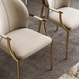 Modern Leather Upholstered Ergonomic Back Arm Dining Chair Image - 11