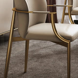 Modern Leather Upholstered Ergonomic Back Arm Dining Chair Image - 12