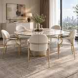 Modern Leather Upholstered Ergonomic Back Arm Dining Chair Image - 1
