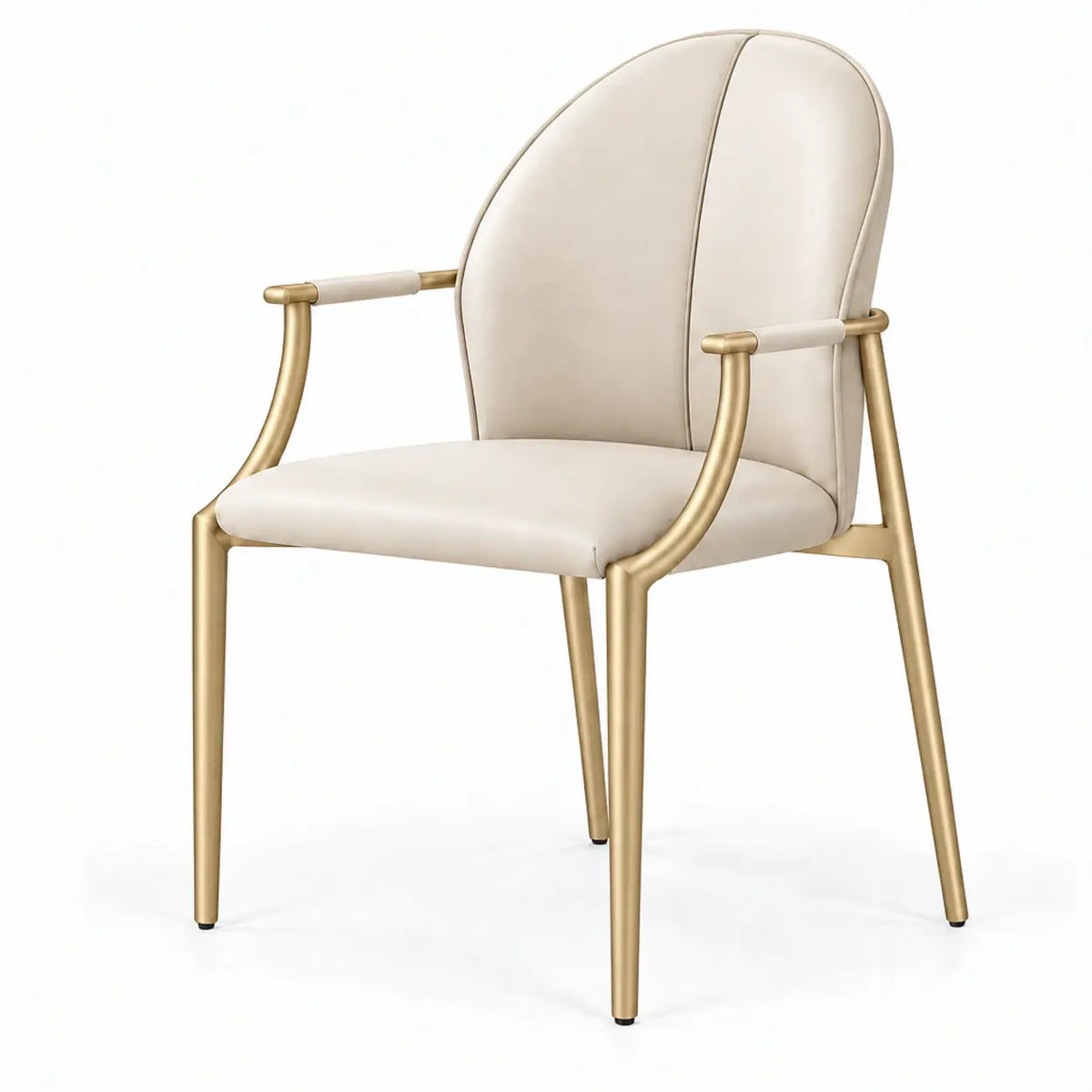 Modern Leather Upholstered Ergonomic Back Arm Dining Chair Image - 4