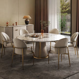 Modern Leather Upholstered Ergonomic Back Arm Dining Chair Image - 6