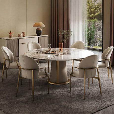 Modern Leather Upholstered Ergonomic Back Arm Dining Chair Image - 6