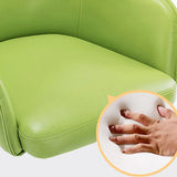 Modern Leather Upholstered Swivel Dining Chair with Wood Legs Image - 10