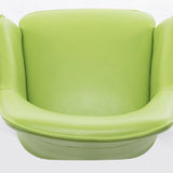 Modern Leather Upholstered Swivel Dining Chair with Wood Legs Image - 12