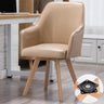 Modern Leather Upholstered Swivel Dining Chair with Wood Legs Image - 3