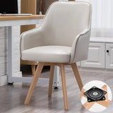 Modern Leather Upholstered Swivel Dining Chair with Wood Legs Image - 5