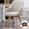 Modern Leather Upholstered Swivel Dining Chair with Wood Legs Image - 5