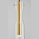 Modern LED Clear Glass Cylinder Pendant Lights Bedroom Image - 12