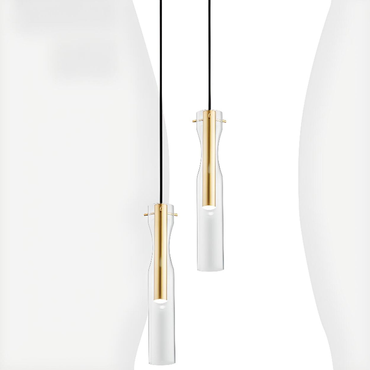 Modern LED Clear Glass Cylinder Pendant Lights Bedroom Image - 9